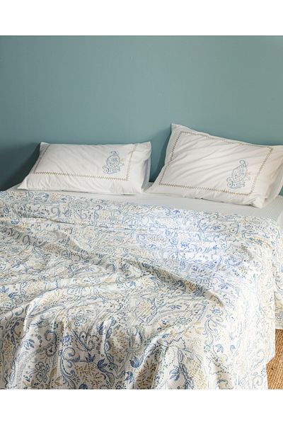 Madame Coco Set de piqué cu imprimeu Ecocell din bumbac Emmy Single - Albastru