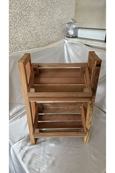 SRGlobal 2 Katlı Organizer Ahşap Mutfak Rafı - Dekoratif Tezgah Üstü Çok Amaç...