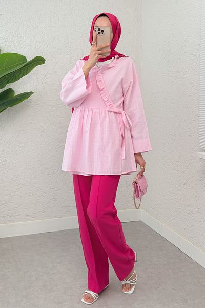 Salih Çelebi Side Tie Tunic 2151 - Pink