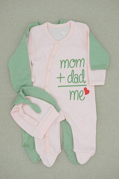 Minisse Mom+dad Printed 2-Piece Baby Jumpsuit Hat Set