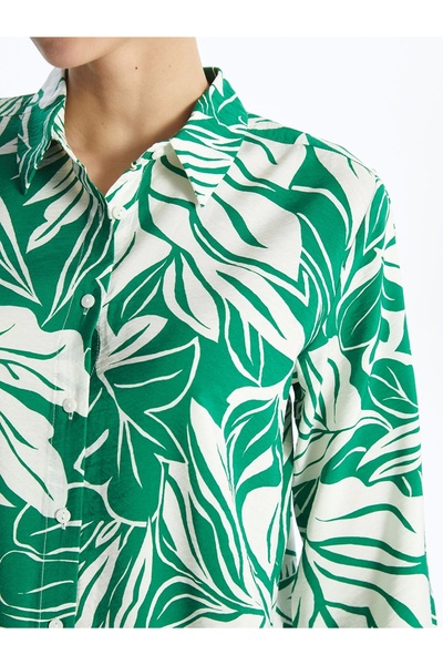 LC Waikiki Lcwaikiki Classic Green Print Women's Shirt Tunic