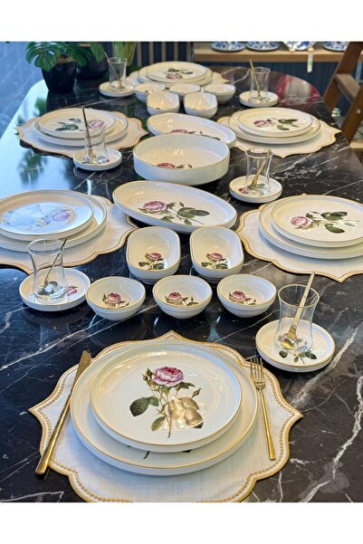 Onedekor 43 Piece Modern Flora Breakfast Set Gold