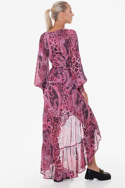Guess Guess asymmetric dress with paisley print W3YK48 Pink S INTL