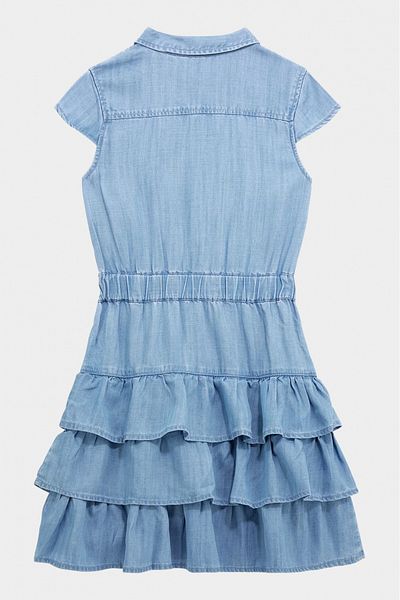 Guess Rochie de blugi cu volane J4RK36 Albastru deschis 164 CM