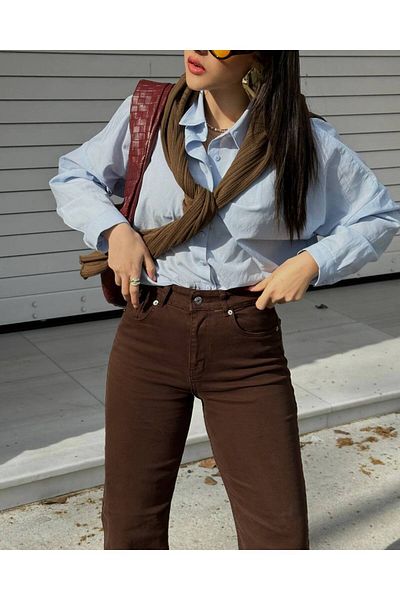 MY LİKA Brand Model Brown Straight Jeans
