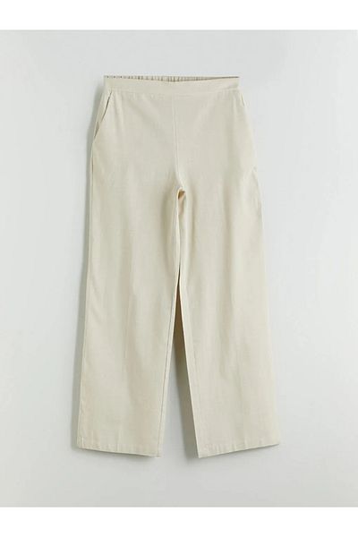 LC Waikiki Lcw Vision Beige Women's Linen Blended Pants with Elastic Waist