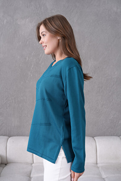 Lamierra Tricoturi Young Mother pulover sezonier cu decolteu în V