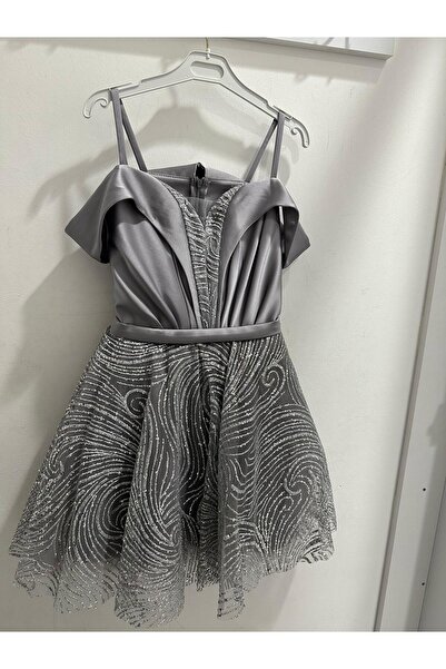 minilove Kız Çocuk Abiye Elbise 10-15 Yaş Gri