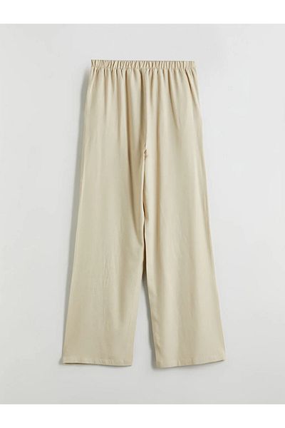 LC Waikiki Xside Beige Women's Linen Blended Pants with Elastic Waist