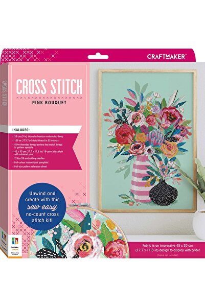 Hinkler طقم خياطة متقاطعة من Craft Maker، باقة وردية، HK006600