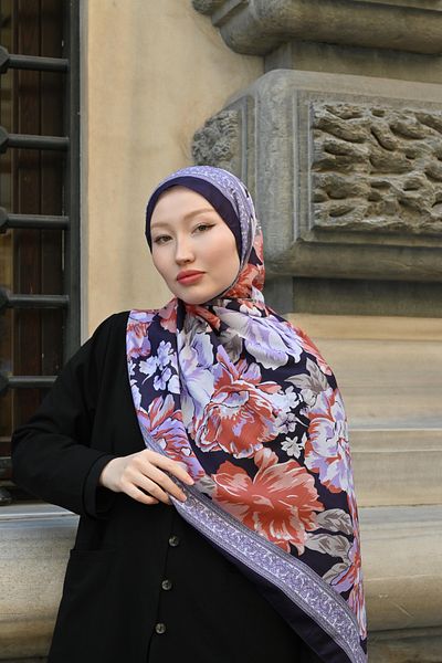 Pull Scarfs Magnolia Pattern Shawl - Lila