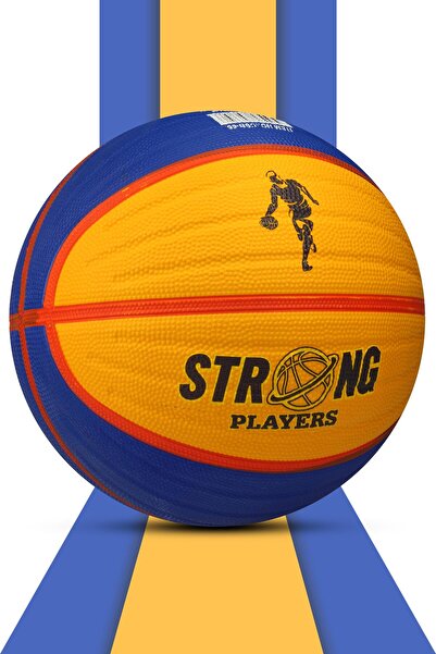 Telvesse Sarı Lacivert Basketbol Topu Grafiti Kauçuk Dayanıklı Deep Kanal Kabartmalı No:6 B66