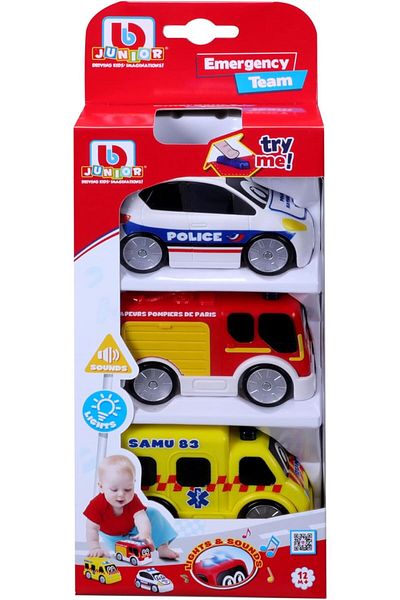 BB Junior BBJunior Emergency Force Police Car, Fire Truck, Ambulance 16-89113