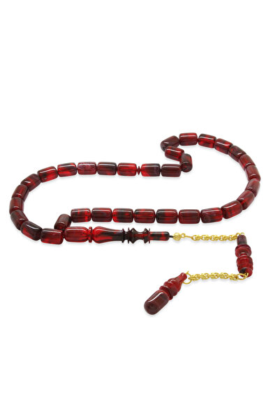 Tesbihane Χρυσό χρώμα 925 ασήμι 925 με φούντα ιμάντα, εξαιρετικής κατασκευής, κομμένο σε κάψουλα, κόκκινο-μωβ καταλινικό ροζάριο