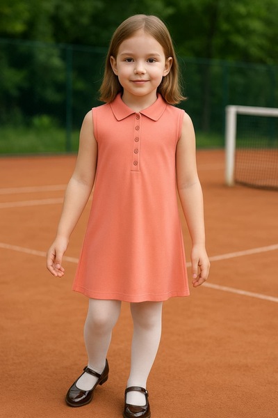 Mcrkids Polo haljina bez rukava od tkanine u boji praha Pike