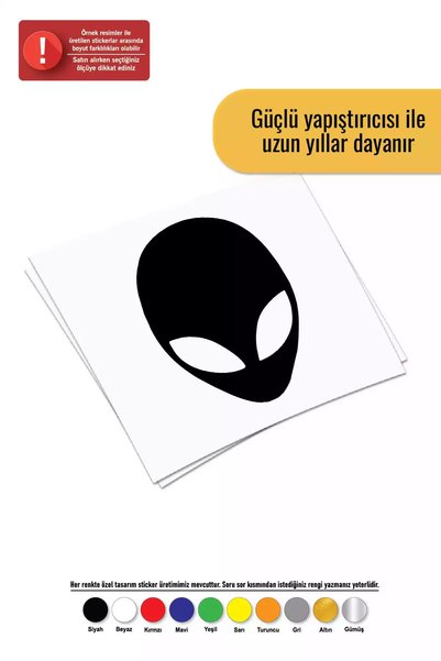 Kıvırcıkyoga Alien Head - Vehicle, Car, Laptop, Wall Compatible Sticker 20*30 cm
