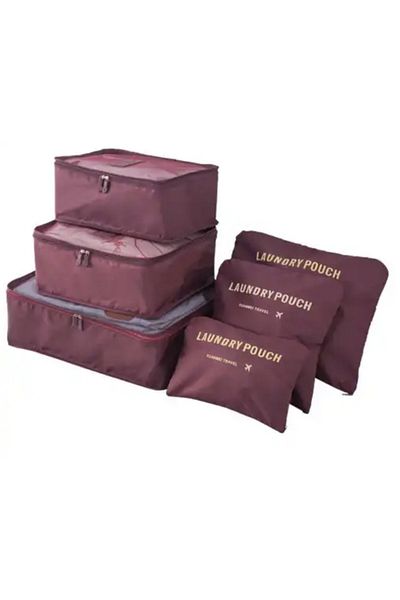 TECOS Luggage Organizer Made of 6 Pieces, Perfect for Trolley or Suitcase, Cherry