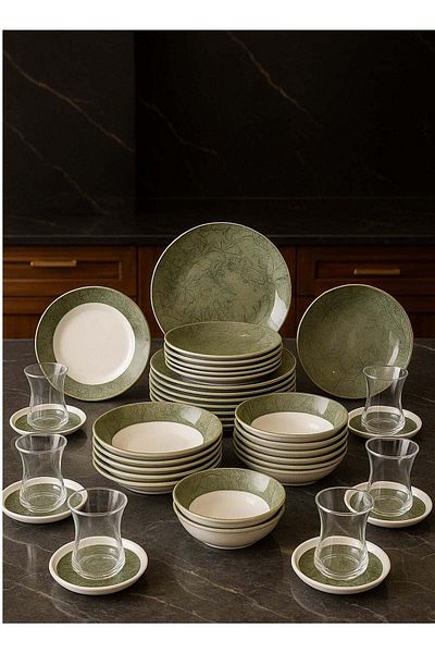 ozo 36-Pieces Luxury Turkish Porcelain Dinnerware – Complete Set for 6 Persons