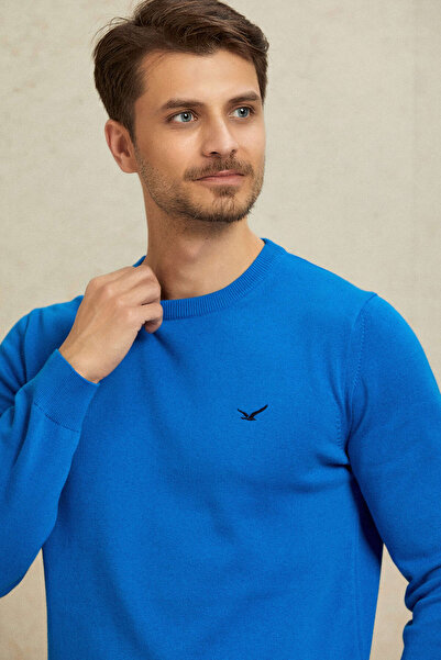 SMILE BREKKA CREW NECK MEN'S SWEATER - TURQUOISE