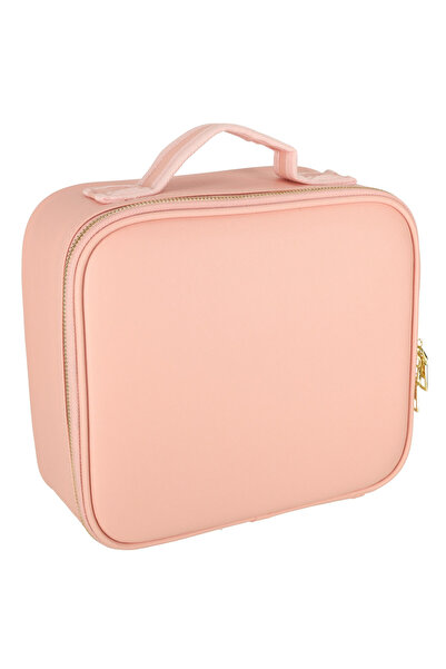 TECOS Geanta textila de voiaj pentru cosmetice, 26x23x11 cm, oglinda pentru make-up iluminata, fermoar