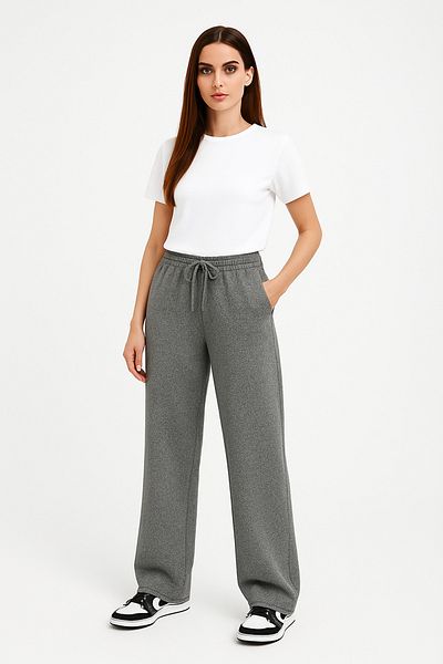 OXVİN Women's Baggy Wide Cut, Sports Sweatpants Style Oversize Loose Wide Leg Pants (Pike Fabric)