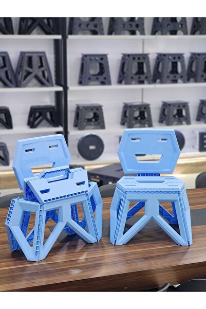 Özgen Plastik Mavi Plastik Katlanabilir Kamp Çocuk Sandalyesi, Çocuk Koltuğu,...