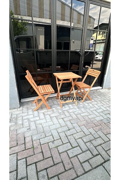 DGM YAPI Balkon bahçe mutfak 3'lü Bistro Set 2 Sandalye 50*50 katlanır 1 Masa