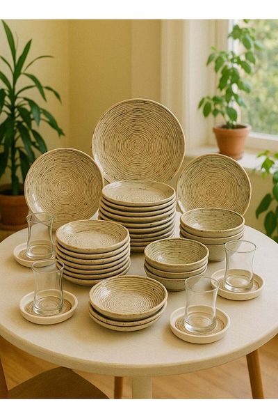 ozo 36-Pieces Luxury Turkish Porcelain Dinnerware – Complete Set for 6 Persons