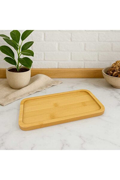 wellhome 4-Piece Bamboo Presentation Plate 25X13 cm | Natural Wood Serving Tray | Stylish Set for Kitchen and Presentation