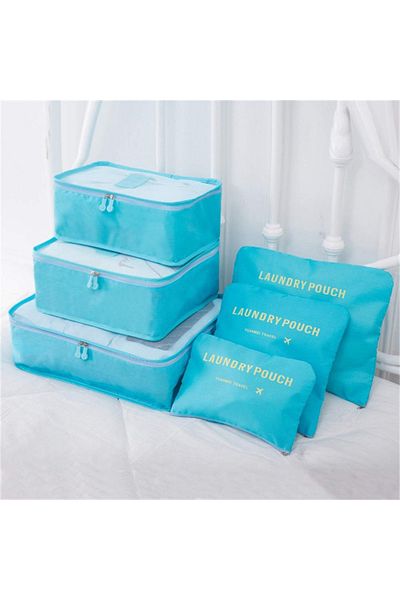 TECOS Luggage Organizer Made of 6 Pieces, Perfect for Trolley or Suitcase, Blue
