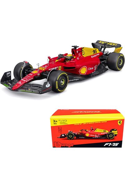 BBURAGO فيراري F1 مع خوذة - F1-75 مونزا أصفر - 2022 1:24 مقياس 18-26806#55