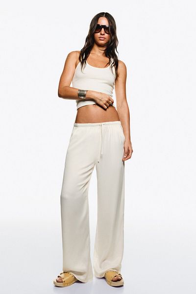 Bershka Wide-leg satin jogger trousers