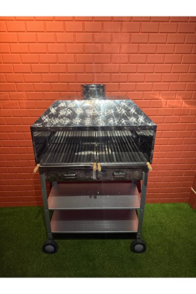 doğu DOĞU 90X40 DAVLUMBAZLI XXL ÇİFT TEZGAHLI 2MM OLUKLU IZGARALI MANGAL