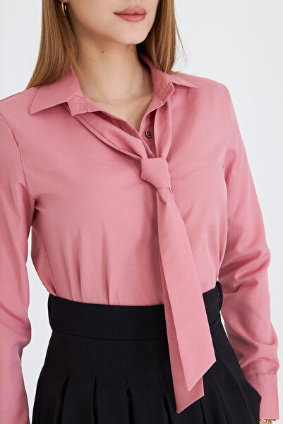 armonika Γυναικείο πουκάμισο με γραβάτα Dusty Rose ARM-25Y 001030
