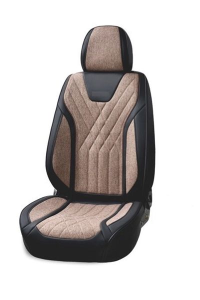 Umbrella Set huse scaune auto universale, piele ecologica neagra cu material textil maro, fata-spate
