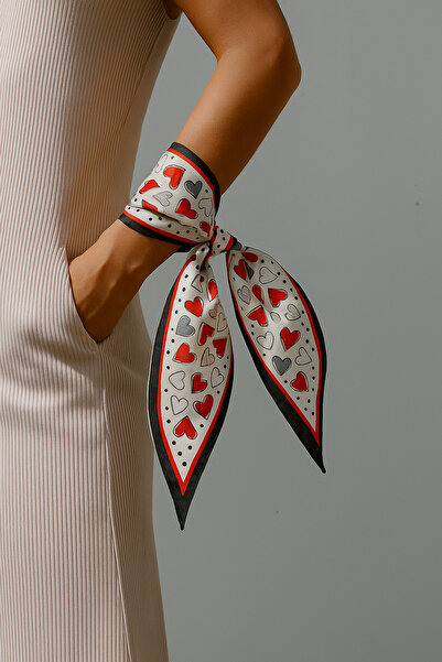 NOTHING Heart Patterned Satin Scarf