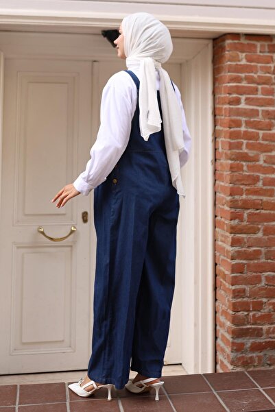 Modamihram Kangaroo Pocket Maternity Jumpsuit Dark Blue 19248