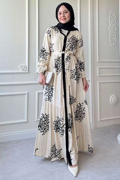 InStyle Colorful Black Viscose Dress with Piping Detail