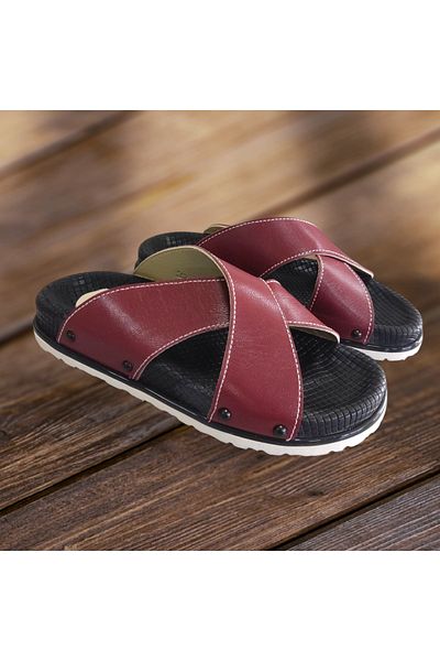 VİVA SHOES Orthopedic Genuine Leather Women's Slippers