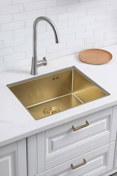 DYSNOX Aqua Serisi %100 Krom Gold 55x45Cm Paslanmaz Mutfak Eviyesi, Mutfak La...