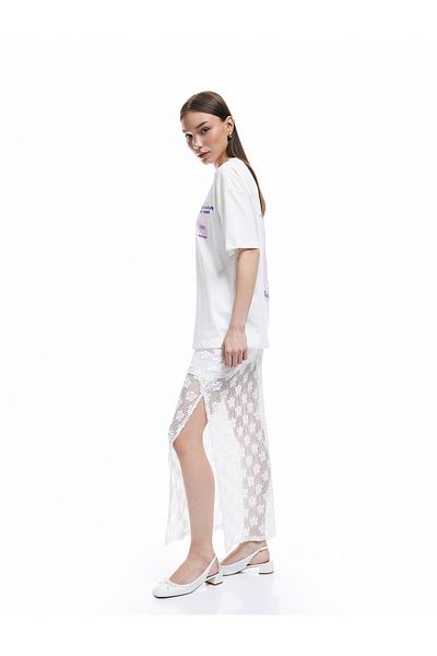 Koton High Waist Jacquard Midi Pencil Skirt