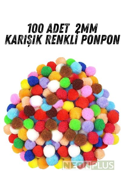 NEON PLUS Plush Pompom 2 cm 100 Pieces Mixed Color