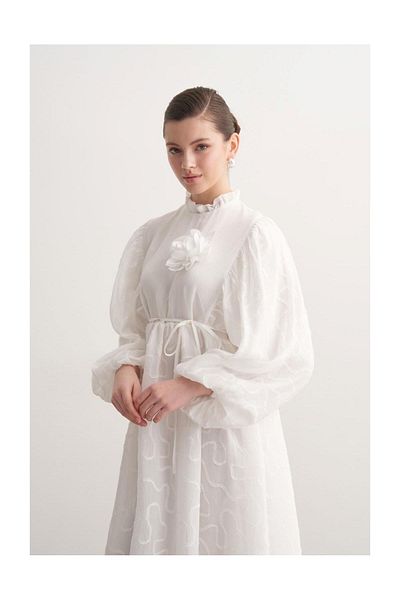 FUSHYA Rose Detailed Balloon Sleeve Dress