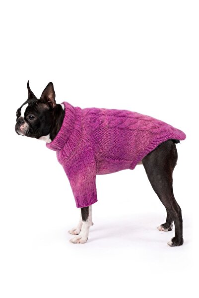 fouramour سترة كلب مضفرة يدويًا من الدانتيل باللون الليلكي مقاس عادي