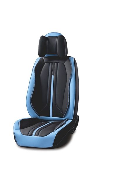 Umbrella Set huse scaune auto universale, piele ecologica negru cu bleu, Sport Design fata-spate