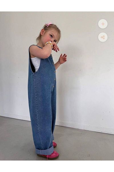 cacakids Salopetă din denim cu nasturi pentru fete de sezon nou