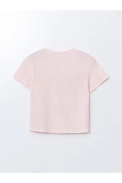 LC Waikiki تي شيرت وسروال ضيق للفتيات من LCW Kids مطبوع عليه Pink Daisy Duck مكون من قطعتين