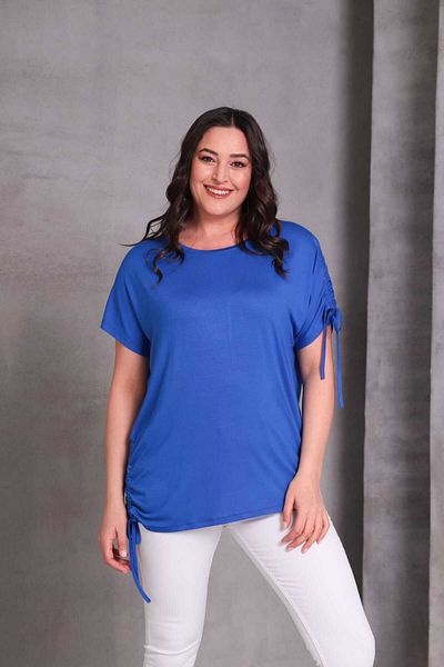 Esina Women's Shoulder and Skirt Rope Detailed Basic Viscose Blouse
