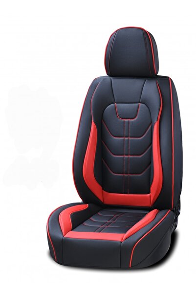 Umbrella Set huse scaune auto universale, piele ecologica negra cu rosu, fata...