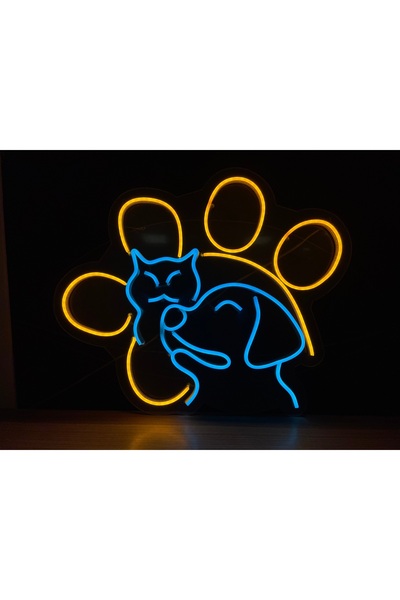 Disa Neon LED Dekoratif Aydınlatma -Kedi Köpek, 45x35 cm-